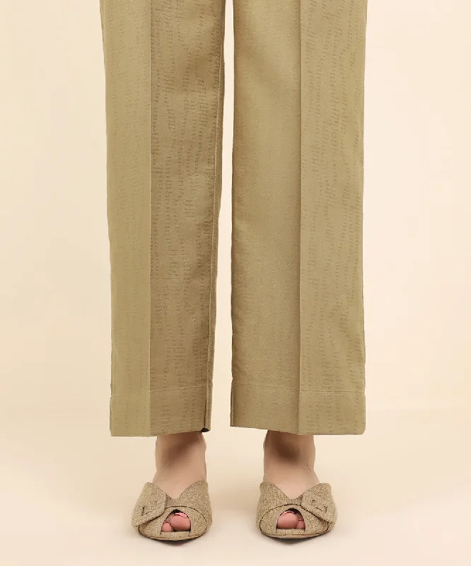 Cotton Jacquard Straight Pants