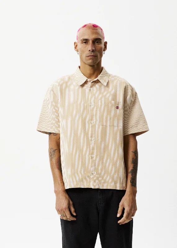 AFENDS Unisex Night Shade - Short Sleeve Shirt - White Stripe