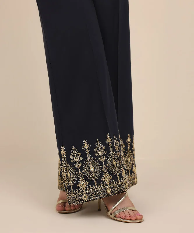 Embroidered Cambric Flared Pants