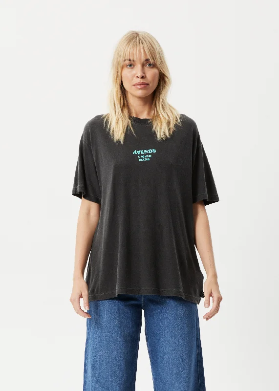 AFENDS Womens Daze Slay - Oversized Graphic T-Shirt - Stone Black