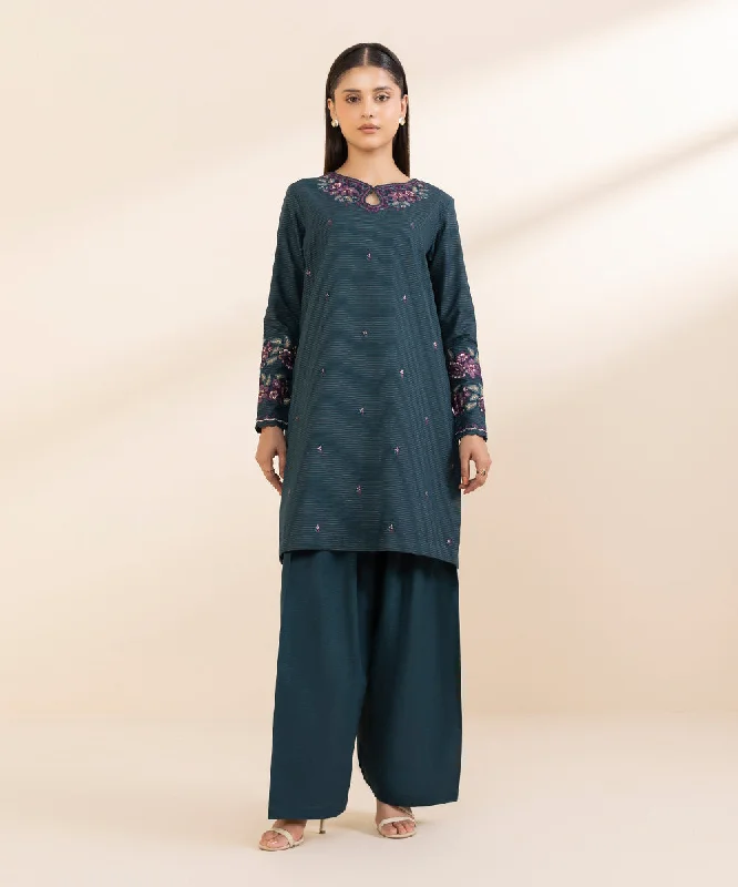 2 Piece - Embroidered Zari Khaddar Suit