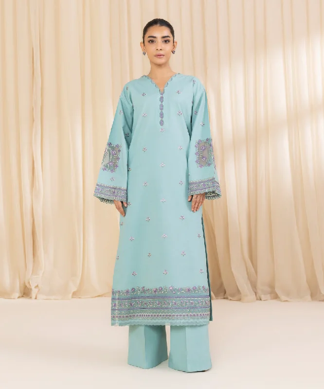 2 Piece - Embroidered Cambric Suit