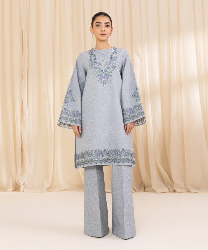 2 Piece - Embroidered Cotton Jacquard Suit