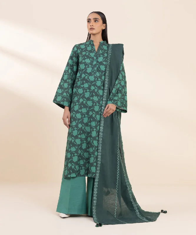 2 Piece - Embroidered Khaddar Suit