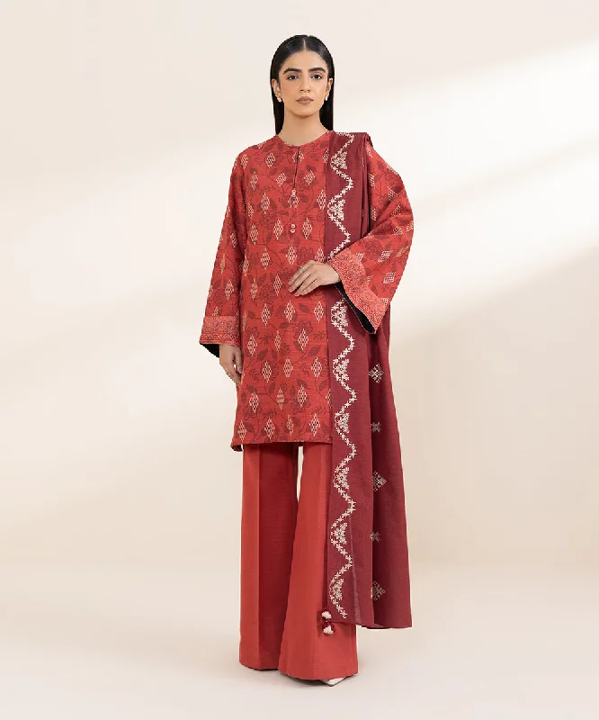 2 Piece - Embroidered Khaddar Suit