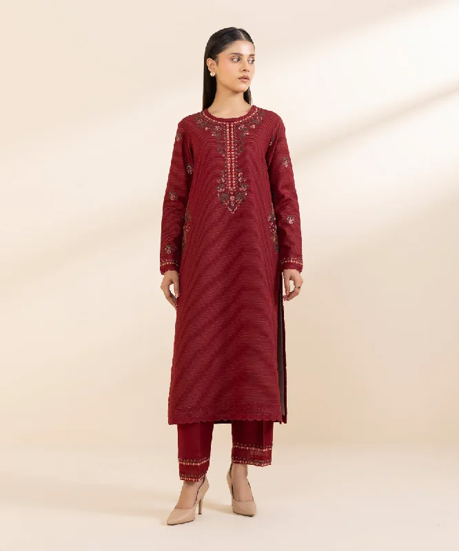 2 Piece - Embroidered Zari Khaddar Suit