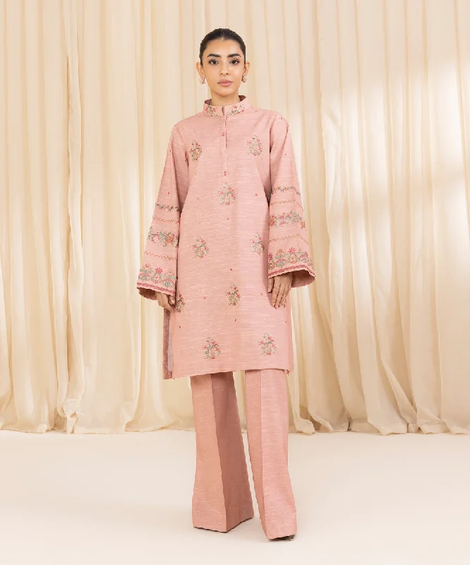 2 Piece - Embroidered Zari Khaddar Suit