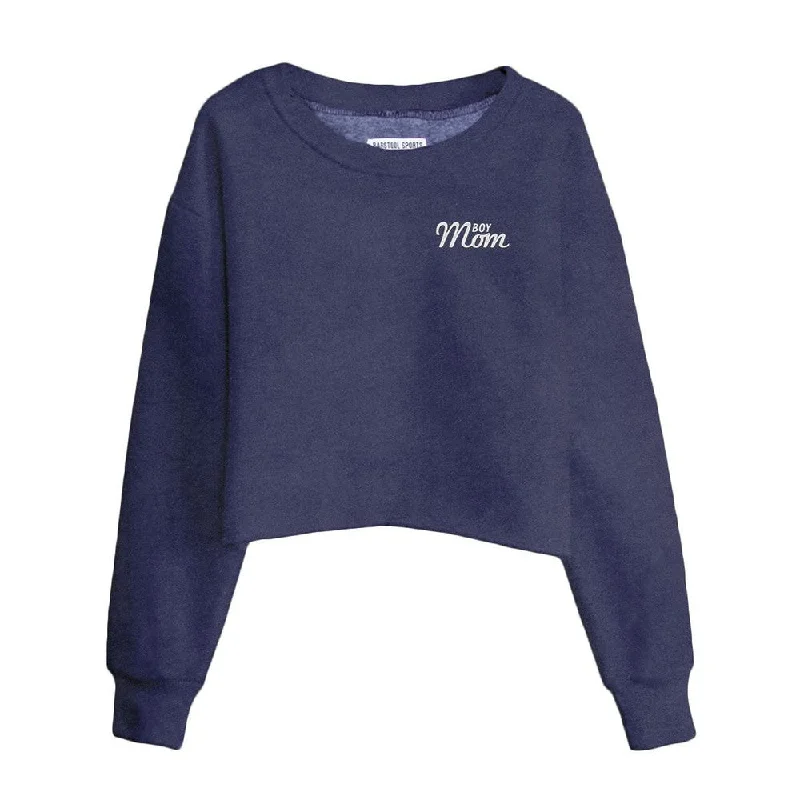 Boy Mom Embroidered Cropped Crewneck