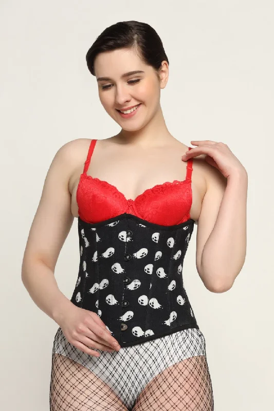 Ugly ghost printed waist reducing underbust corset