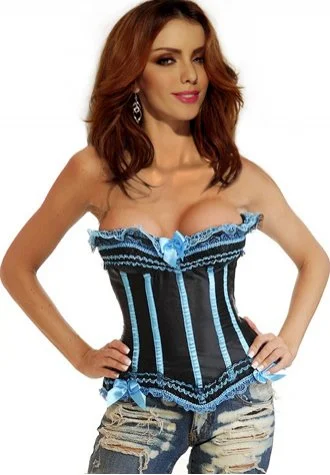 Blue Strapless Burlesque Corset Bustier