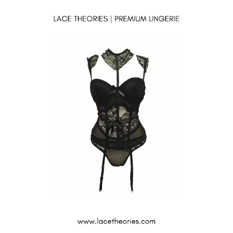 Gaia Premium Lace Corset In Black