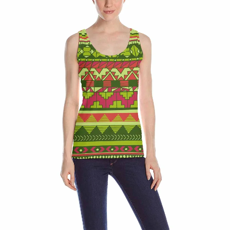 Women's Tank Top print with colorful abstract aztec geometric pattern