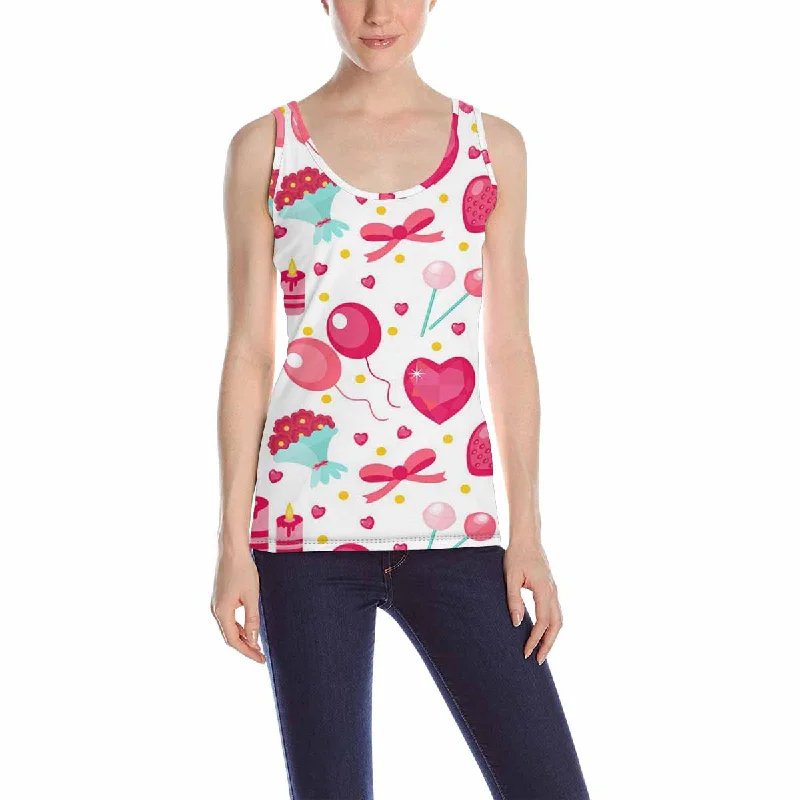 Women's Tank Top print with cute  Valentines day pattern