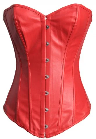 Faux Leather Long Line Overbust Corset Bustier