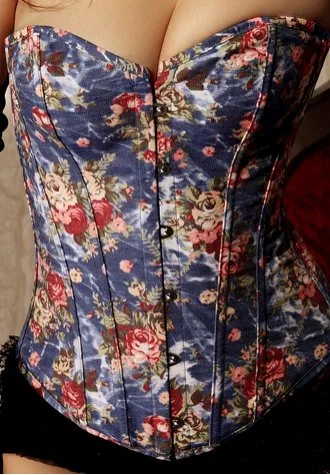 Pure Fashion Denim Floral Corset