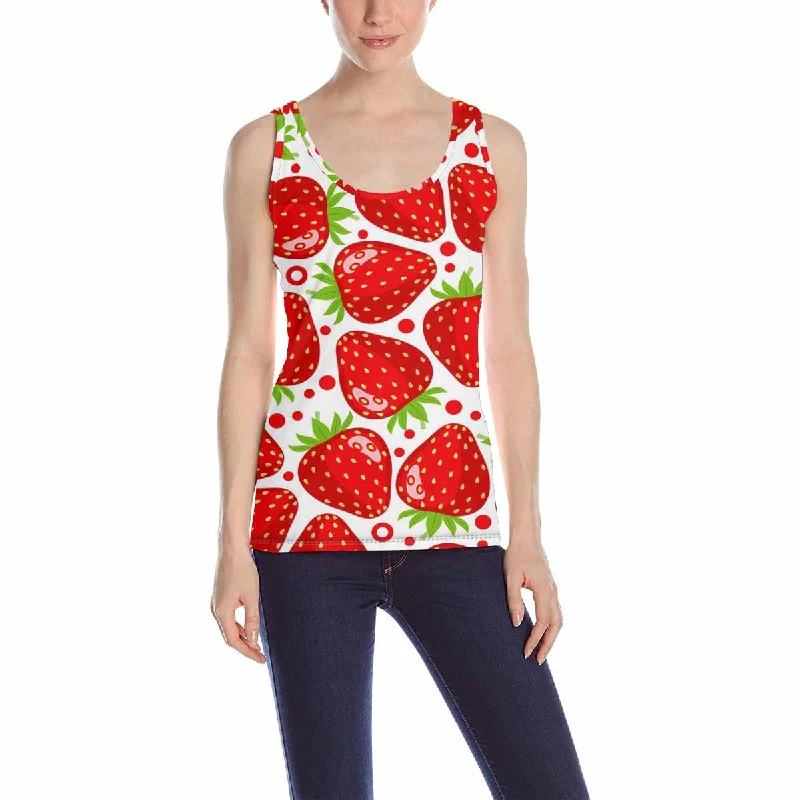 Women's Tank Top print with fresh strawberries pattern