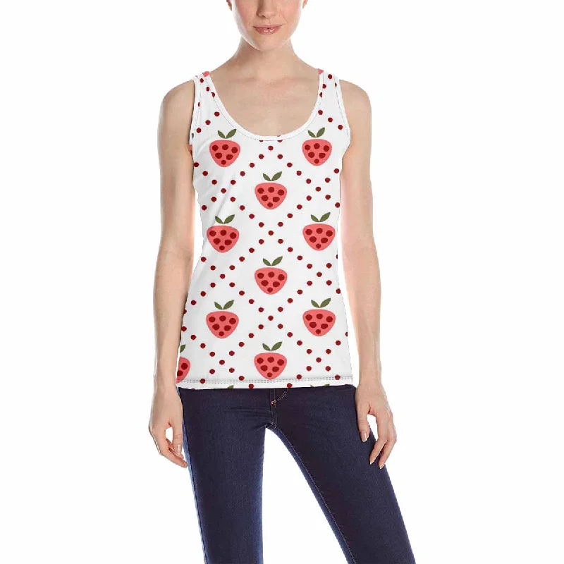 Women's Tank Top print with red strawberries pattern