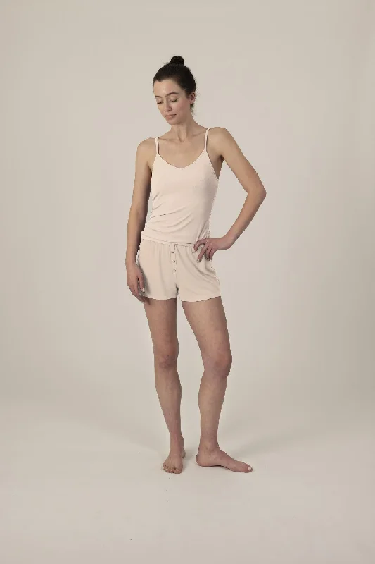 Ribbed camisole with shelf bra in rosewater