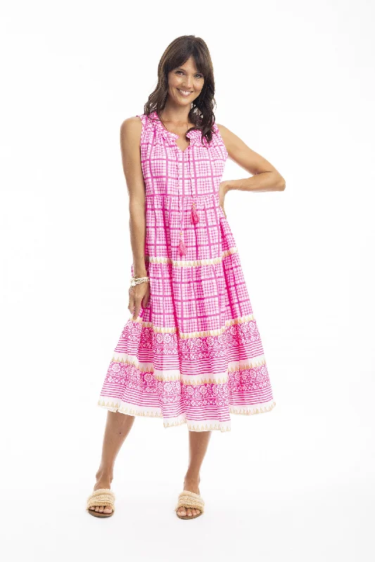 Straddie Pink Sleeveless Midi Dress