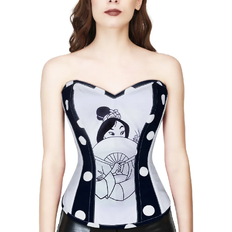 SUMMER PRINTED NEVY BLUE WHITE OVERBUST CORSET