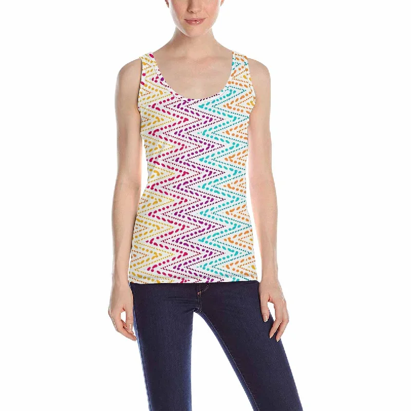 Women's Tank Top print with colorful zig zag pattern