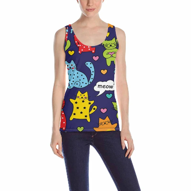 Women's Tank Top print with Cartoon colorful cats