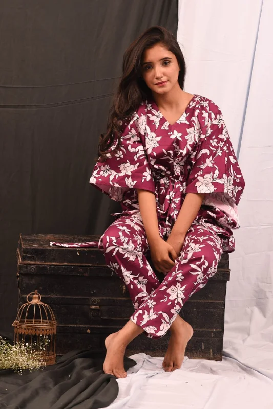 WINE LILY KAFTAN SET