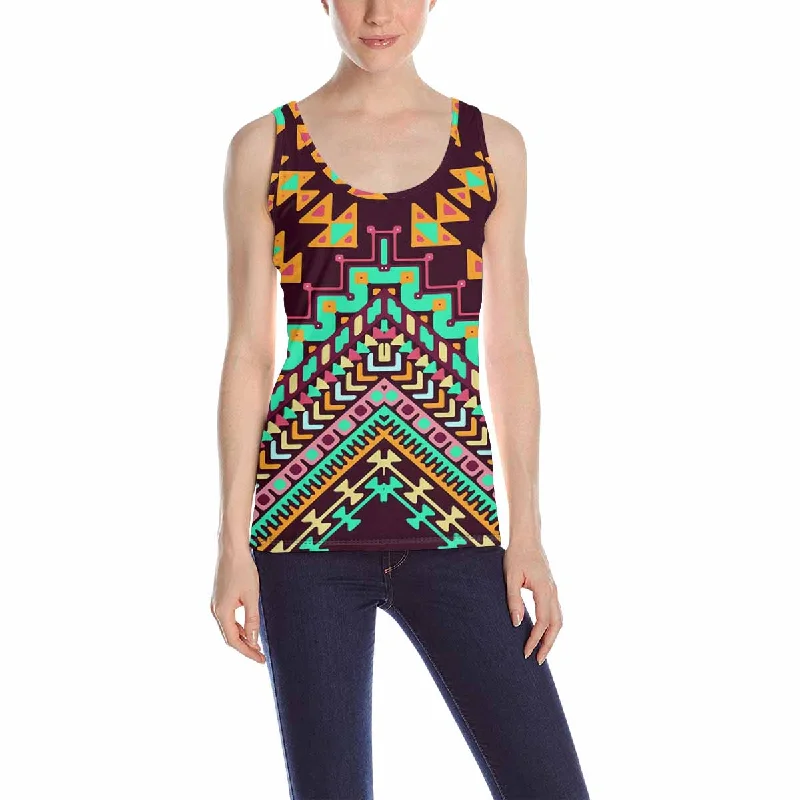 Women's Tank Top print with chevron pattern with aztec ethnic pattern