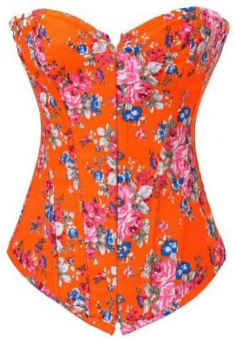 Orange Floral Strapless Corset