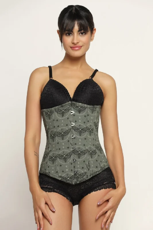 Paislry printed waist reducing longlined underbust corset