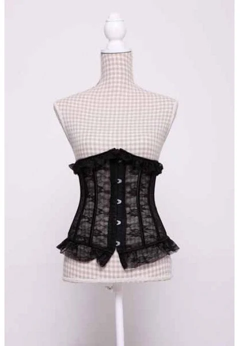 Plus Size Black Sheer Lace Underbust Corset