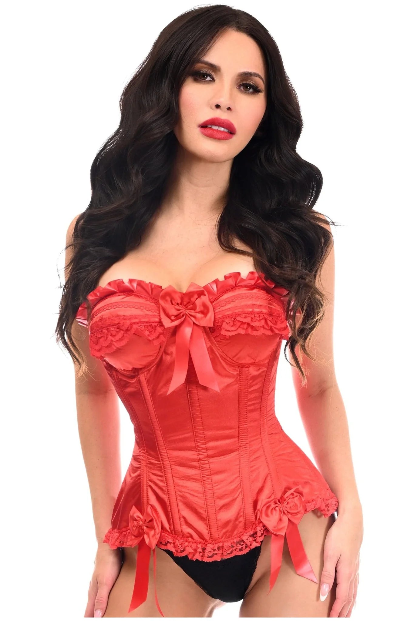 Daisy TD-171 Red Satin Steel Boned Burlesque Corset