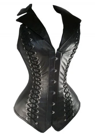 Faux Leather Gothic Halter Neck Corset