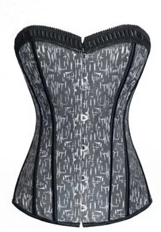 Grunge Style Ribbons Trim Overbust Corset