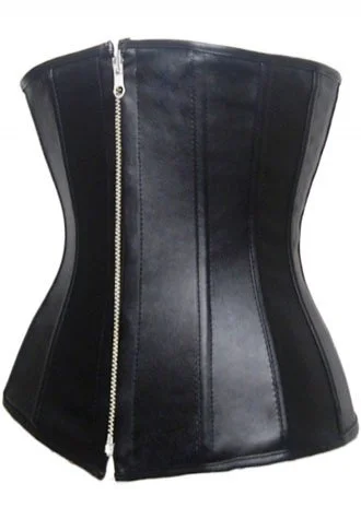 Faux Leather Plain Underbust Corset