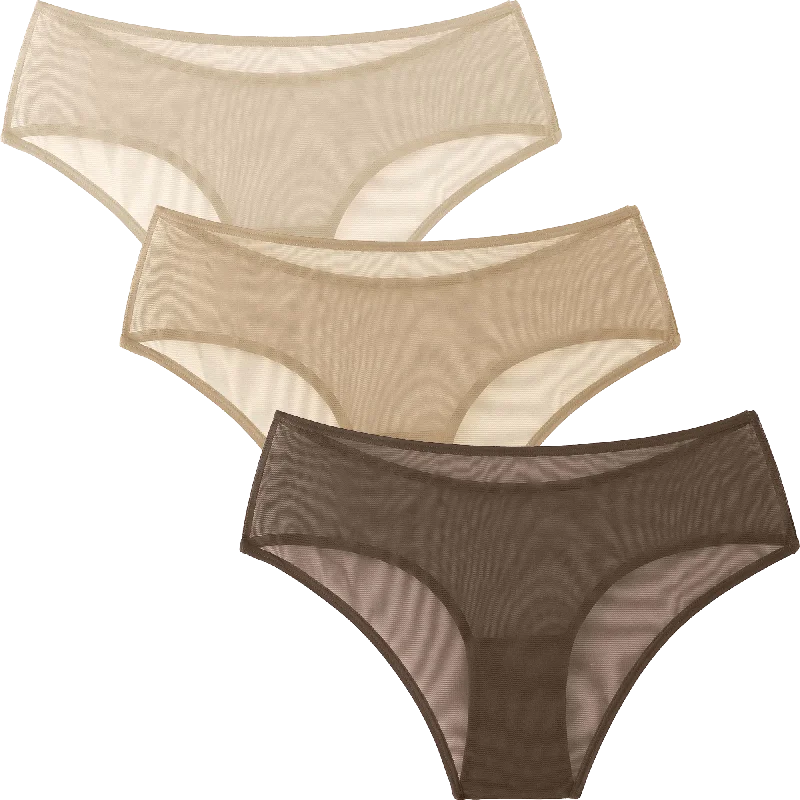 The Julie Everyday Sheer Mesh Neutral Color Hipster Bundle (XS - M)