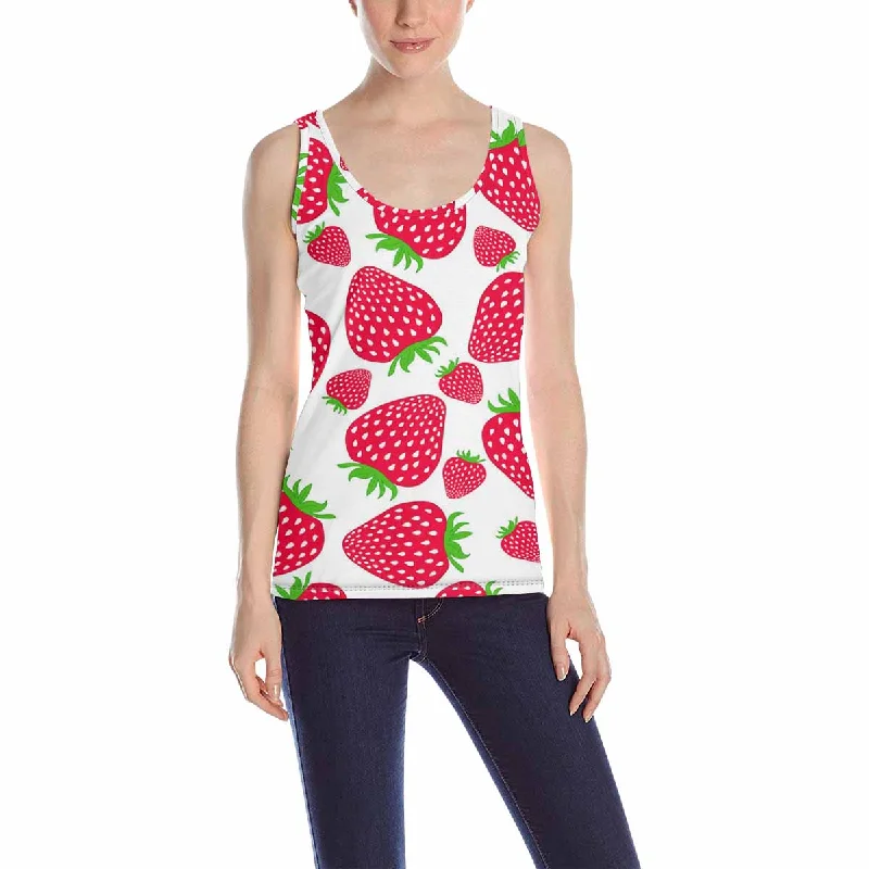 Women's Tank Top print with cute pattern with strawberries