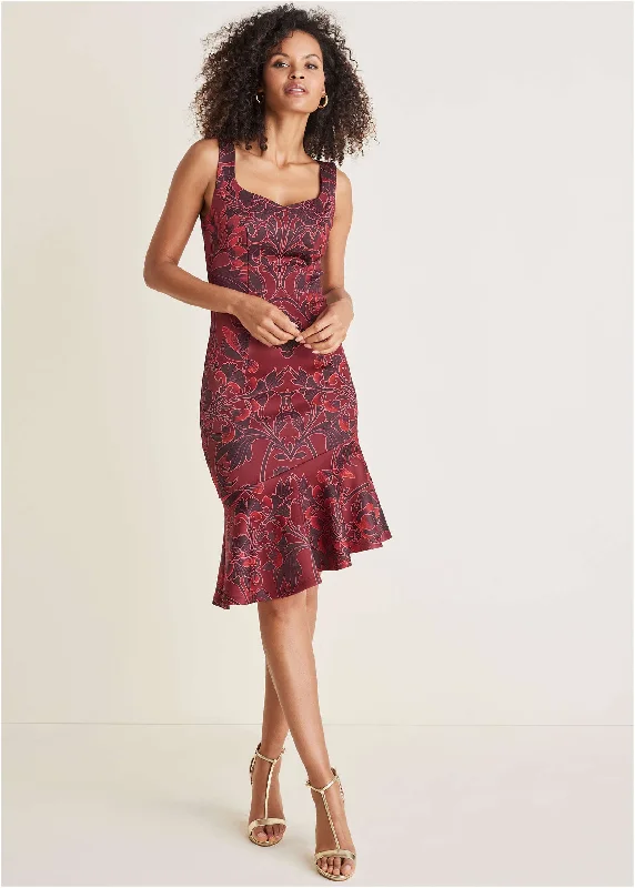 Ruffle Trim Detail Dress - Nouveau Tapestry