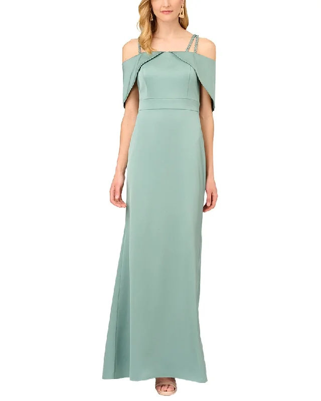 Aidan Mattox Double Strap Satin Column Gown