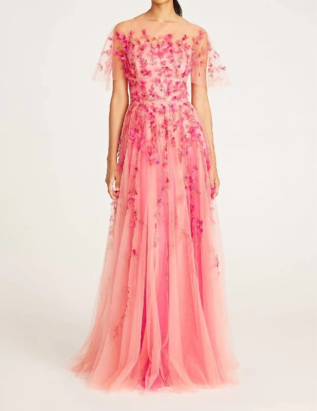 Lydia Beaded Gown In Sugar Coral