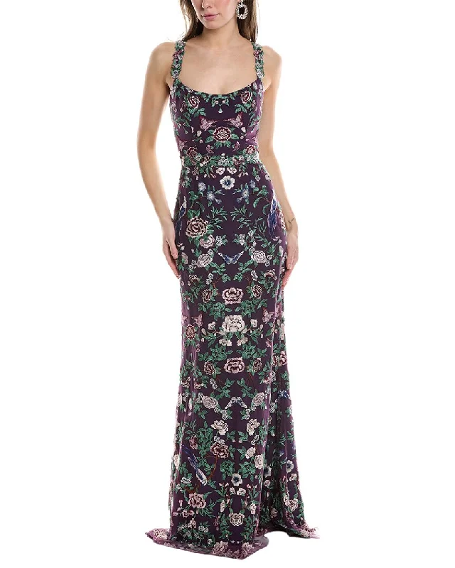 Marchesa Notte Embroidered Gown