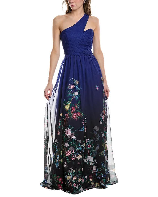 Marchesa Notte One-Shoulder Asymmetrical Gown