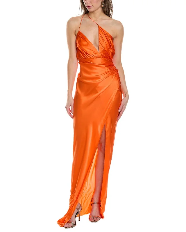 THE SEI Asymmetrical Plunging Silk Gown