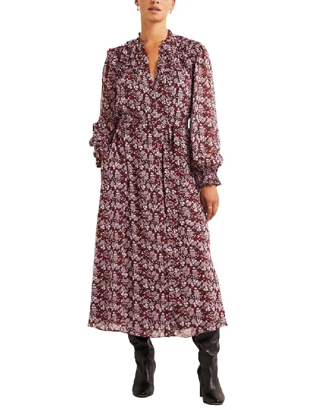 Boden Ruffle Yoke Midi Shirt Dress