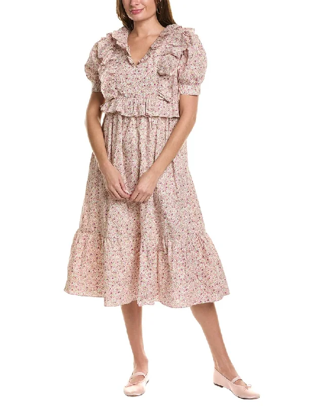 English Factory Ruffled Midi Dress