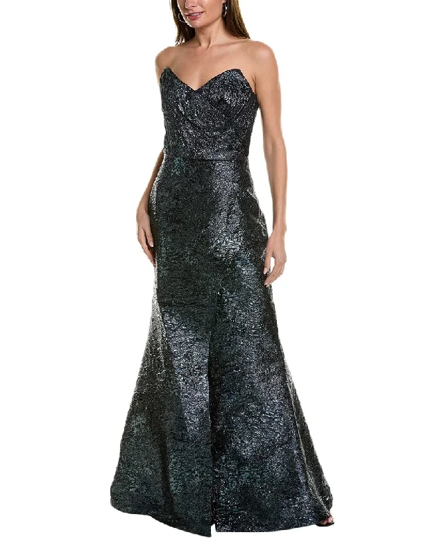 Rene Ruiz Metallic Jacquard Gown