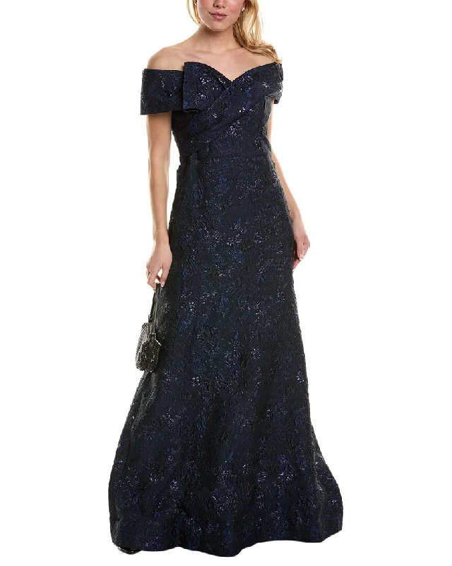 Teri Jon by Rickie Freeman Off-The-Shoulder Gown