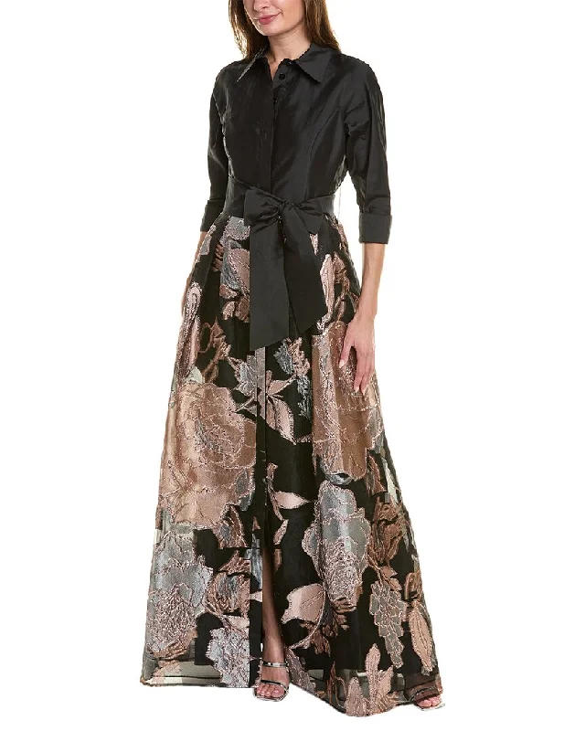 Teri Jon by Rickie Freeman Taffeta Shirt Gown