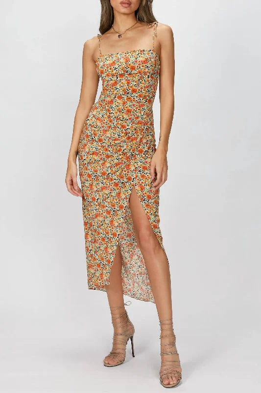 Wild Poppies Midi Dress In Print