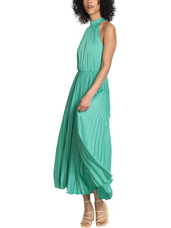 Womens Halter Mock Neck Midi Dress